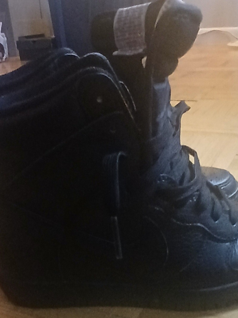 Womens Black Nike Wedge High-Top Lace-Up Sneakers